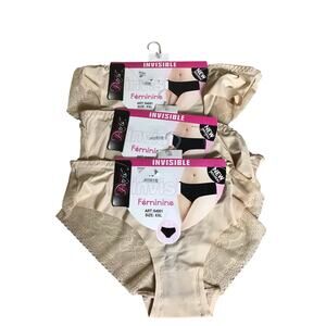 Rose Reve Paris Women Lace Invisible No panty Line Panty Nude Lot of 3 XXL NWT